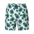 thumbnail image 4 of Lsque Mens Swim Trunks Blue Sunflowers Pattern - Bathing Suit Compression Liner - Beach Swim Shorts Swimwear - (S-3XL) - Stretch Quick Dry -Large, 4 of 9