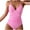 Pink, variant on Women's One-Piece Swimsuit with V-Neckline and Adjustable Spaghetti Straps - Form-Fitting Swimwear for Pool or Beach Black L