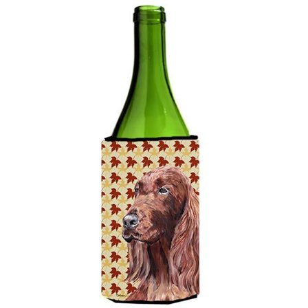 Carolines Treasures  Irish Setter Fall Leaves Wine Bottle Hugger