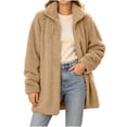 thumbnail image 4 of VEKDONE Sherpa Jacket for Women Stand Collar Full Zip Jackets Mid-Length Fuzzy Fleece Coat Casual Warm Thick Outerwear for Fall and Winter, 4 of 9