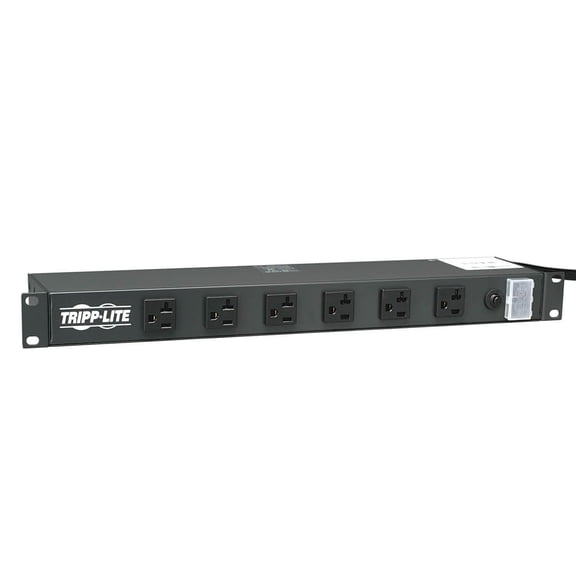 Tripp Lite 12-Outlet Rackmount PDU Power Strip, Six Front & Six Rear Facing Outlets, 20A, 120V, 15ft Cord with L5-20P Plug, Horizontal 1U Rack Mount, Lifetime Manufacturer's Warranty (RS-1215-20T)