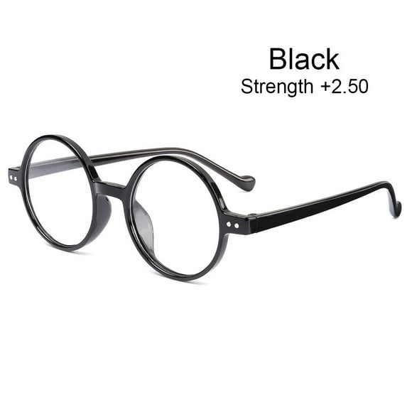Men Round Frame Vision Care Women Far Sight Eyewear Anti-UV Blue Rays Reading Glasses Presbyopia Eyeglasses BLACK STRENGTH +2.50