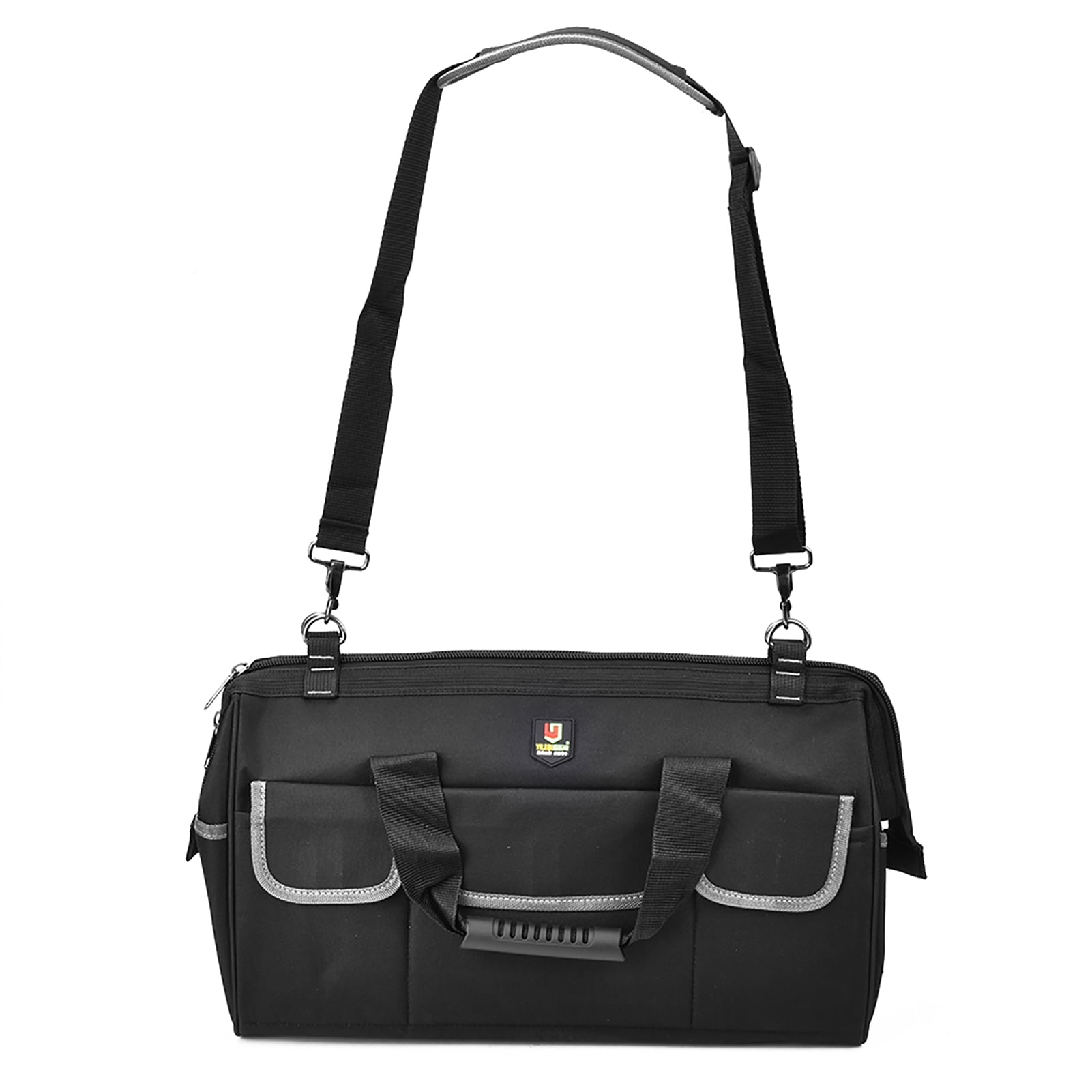 19in Oxford Cloth Tool Bag Gray Wear Resistant Hardware Storage Case with Shoulder Strap,Black