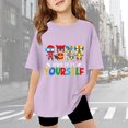 thumbnail image 2 of shoper Autism Awareness Shirt for Kids Autism Support Tee Causal Short Sleeve Tops Back To School Shirt Boys and Girls Purple 150, 2 of 8
