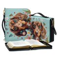 thumbnail image 3 of Kuiaobaty Dachshund Butterfly Daisy Print Bible Cover for Men Women PU Leather Carrying Book Case Bible Bag Large Size Bible Case Church Bag Bible Protective with Handle and Shoulder Strap, 2XL, 3 of 7