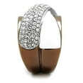 thumbnail image 3 of Two Tone IP Light Brown (IP Light coffee) Stainless Steel Ring with Top Grade Crystal in Clear for Women Clear Stone Color Style TK2765 Size 6, 3 of 3