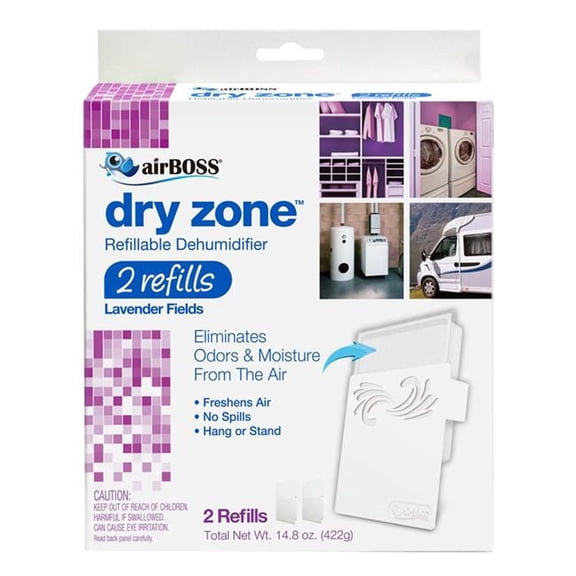 airBOSS Dry Zone Refillable Dehumidifier Refills - Lavender Scented 2 Refills (2 Pack - 4 Refills Total)