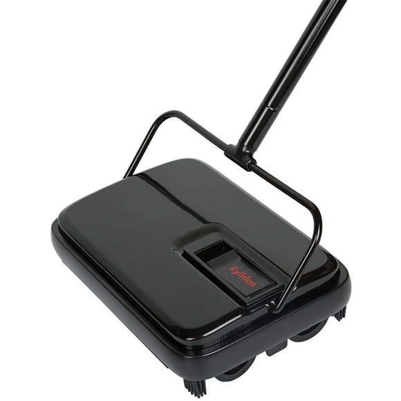 Eyliden Carpet Floor Sweeper Hand Push Automatic Compact Broom 4 Corner Edge Brushes Black
