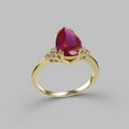thumbnail image 2 of Natural 14K Yellow Gold Plated Ruby Engagement ring, ruby ring, pear cut red gemstone, July birthstone, sterling silver ring, 2 of 3