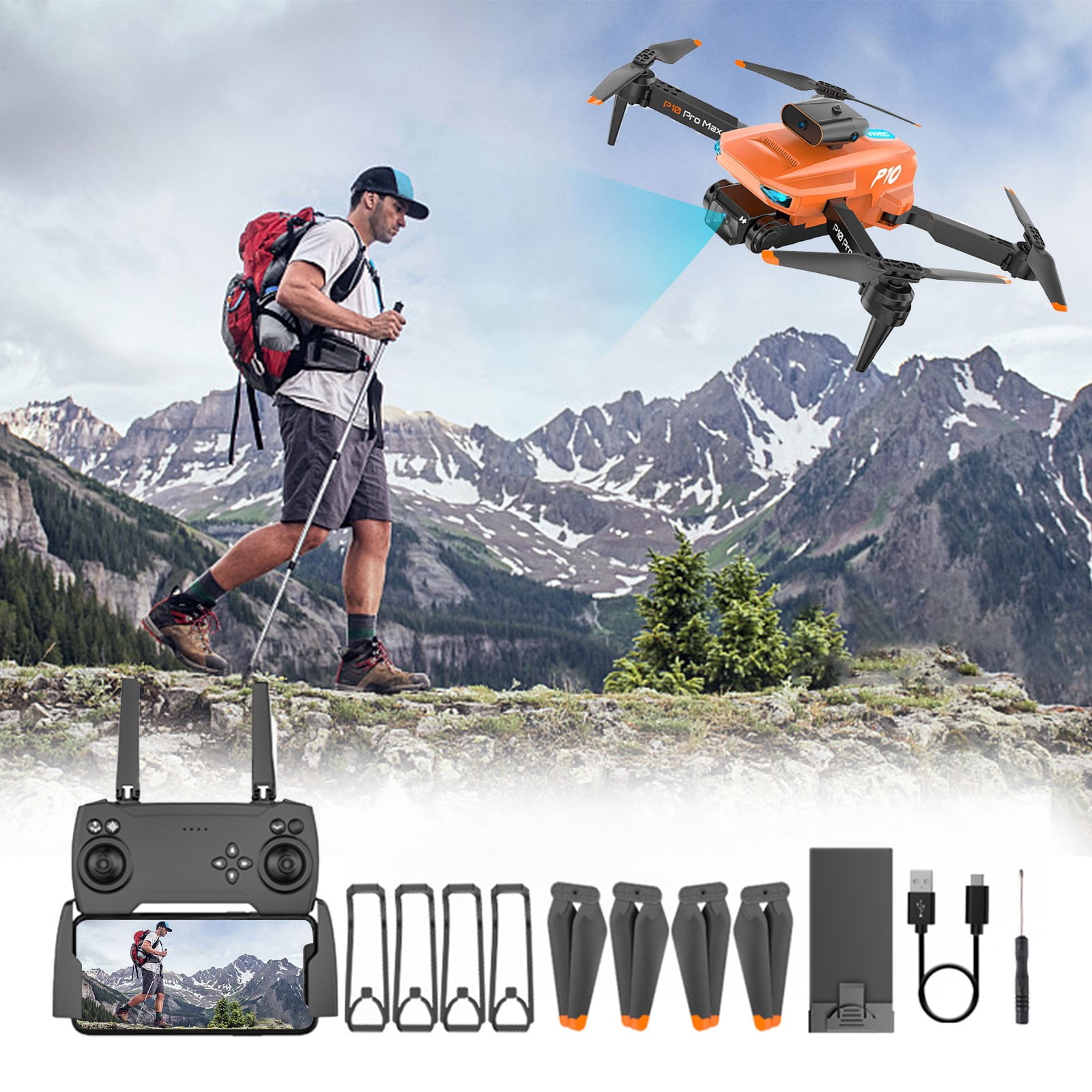 Drone  P10 360° Intelligent Obstacle Avoidance Drone Dual-lens Aerial Photography Quadcopter Remote Control Aircraft Drone Drones with Camera for Adults 4k on Clearance