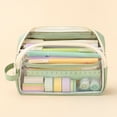 thumbnail image 6 of Secfreeship Clear Transparent Pencil Pouch, Large Capacity Cloth Stationery Organizer with Zipper, Multi-Layer Storage Bag for Pens, Markers, Office Supplies and Travel Essentials, 6 of 9