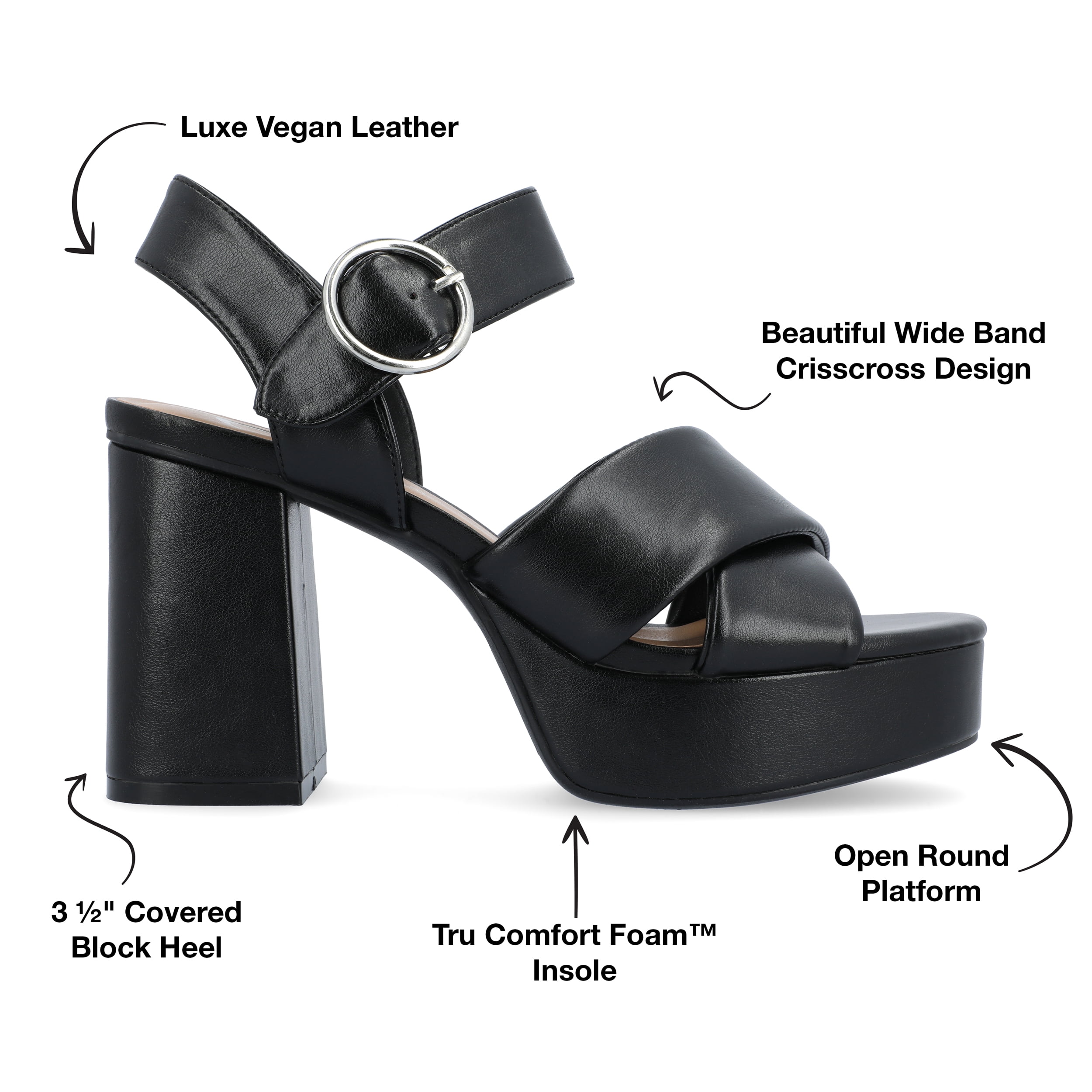 Journee Womens Akeely Mid Heel Platform Dress Sandals