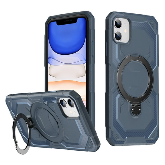 Allytechgroup Magnetic Case for iPhone 11, Support Wireless Charging Rugged Heavy Duty Durable Cover Case with Kickstand Shockproof Back Cover for iPhone 11, Darkblue