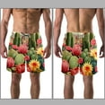 Aesthetic Cactus Flowers Seamless Pattern Men Beach Shorts with Elastic