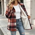 thumbnail image 6 of Womens Winter Plaid Midi Coats Fuzzy Lined Stand Up Collar Long Sleeve Button Down Coat Fashion Casual Warm Outerwear Multicolor 04 XXL, 6 of 7