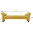 thumbnail image 4 of Knocbel Versatile Velvet Rectangular Sofa Bench With Attached Cylindrical Pillows, Rolled Arms And Solid Wood Legs, Also As Ottoman For Living Room, 82.3"W x 31.9"D x 27.2"H Yellow, 4 of 9