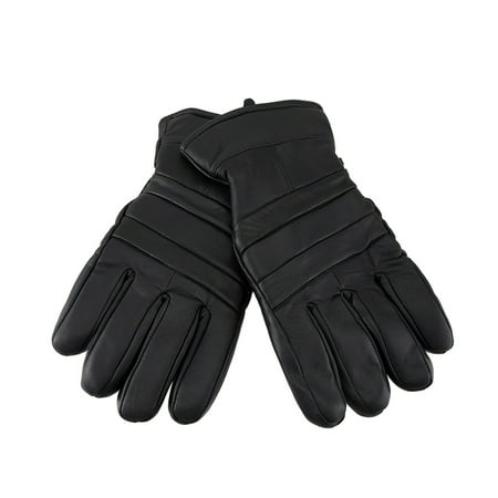 Black Leather Insulated Winter Gloves Thinsulate - Walmart.com