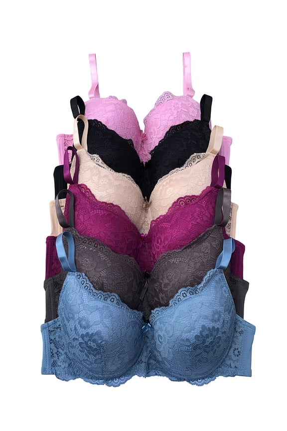 Women Bras 6 Packs T-Shirt Bras Full Coverage Comfortable Everyday Wear Size A to DDD Cups Bra 44DDD (S3920)