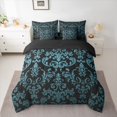 thumbnail image 2 of jejeloiu Victorian Baroque Damask 7pcs Bedding Comforter Set,Boho Bohemain Floral Queen Bedding Sets,Blue Vintage Flowers Queen Sheet Sets For Girls Kids,Super Cozy Room Decor Reversible, 2 of 8