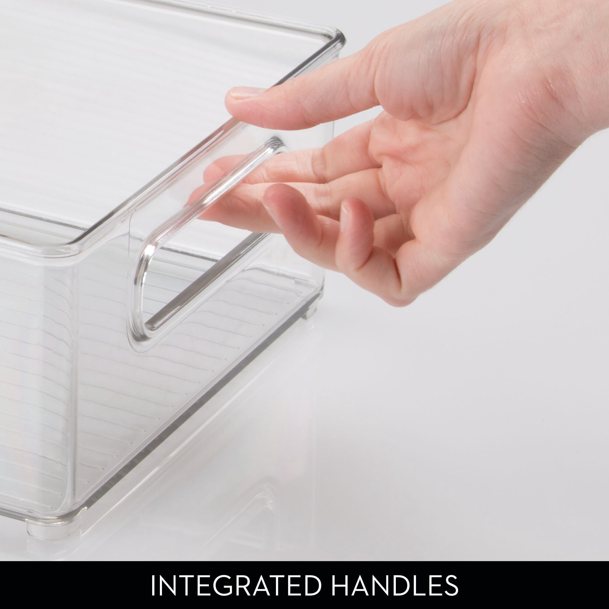 iDesign Plastic Stackable Fridge Bin with Handles, Set of 2, Clear, Made in USA