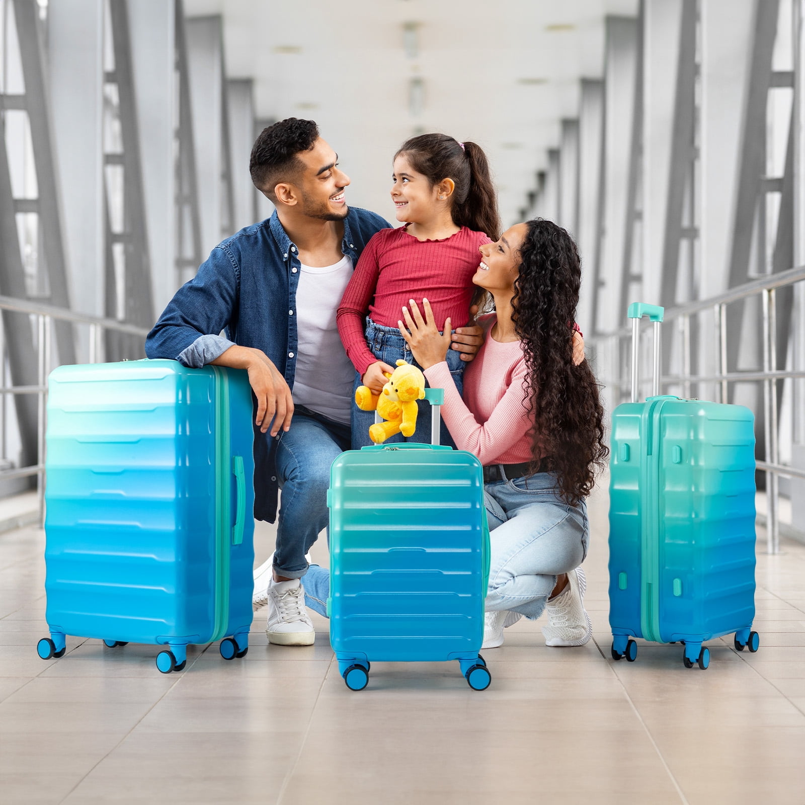 Zimtown 20” Hardshell Luggage Gradient Color Suitcase with 360° Swivel Silent Wheel and TSA Lock, Blue+Green