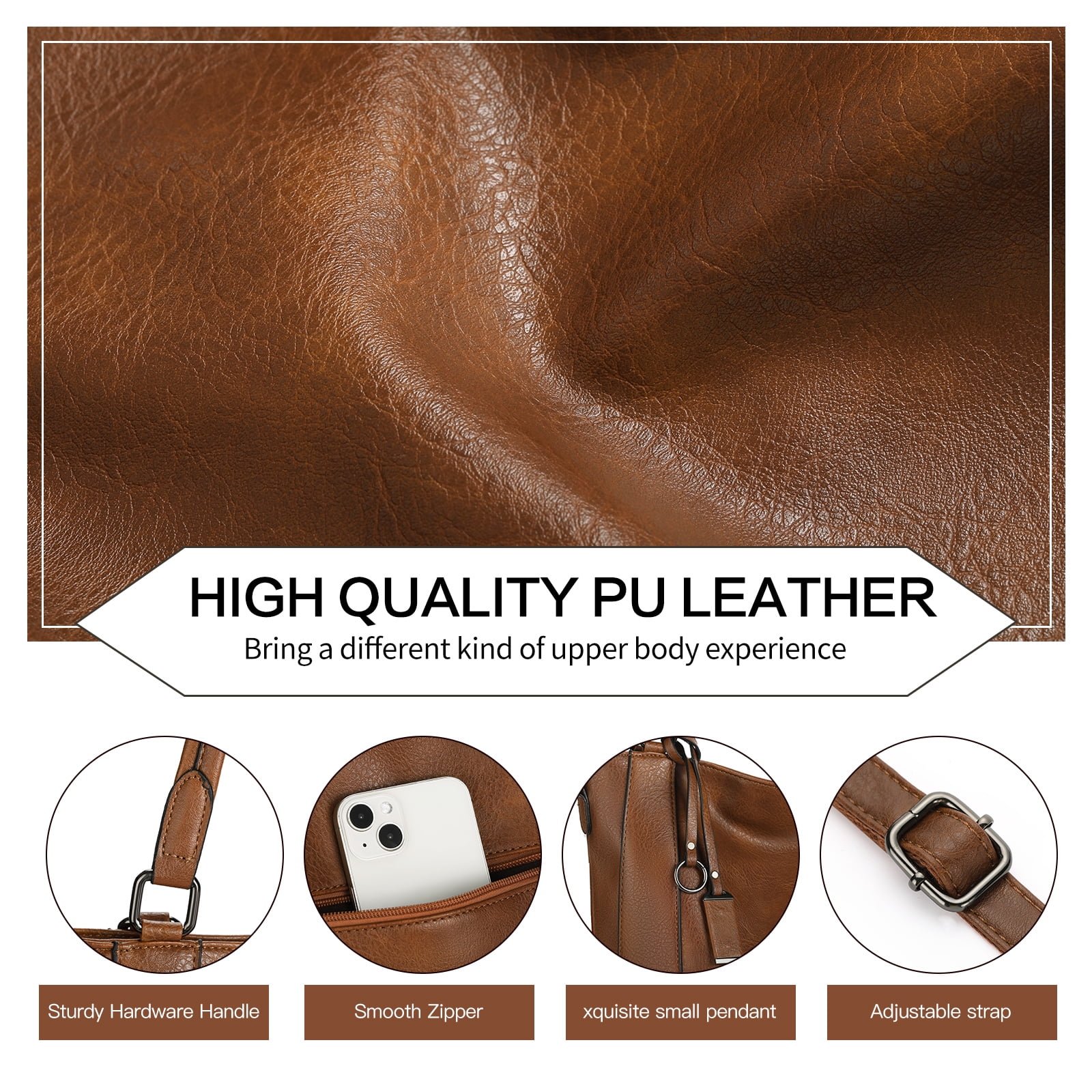 Sendefn Women Tote Bag Handbags Leather Hobo Shoulder Bags Top Handle Satchel Purse Set 2pcs