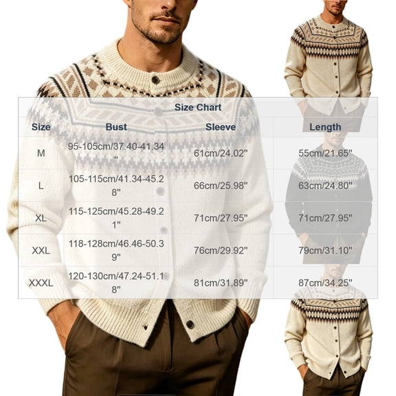 Lyrehush Men's Knit Cardigans Open Front Patterned Long Sleeve Cardigan Casual Button down Sweaters