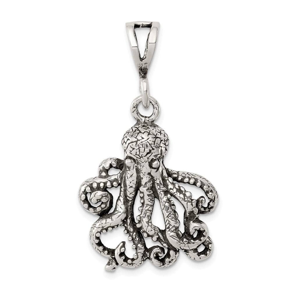 Diamond2Deal 925 Sterling Silver Antiqued Octopus Pendant Fine