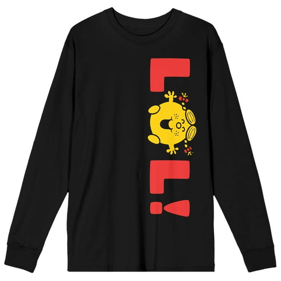 Mr. Men And Little Miss Classic Miss Sunshine LOL Crew Neck Long Sleeve Women's Black Tee-Medium