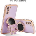 thumbnail image 3 of for Samsung Galaxy S21 Plus Case Cute 6D Astronaut Case with Stand Function Luxury Plating Case Cover Slim Fit Soft TPU Shockproof Bumper Protective Electroplated Case for Girls Boys,Purple, 3 of 7