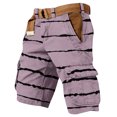 thumbnail image 3 of Streetwear Cargo Shorts For Men With Abstract Stripe Pattern And Utility Pockets Designed For Summer Beach Vacations Camping Trips Purple Pink XXXL, 3 of 5