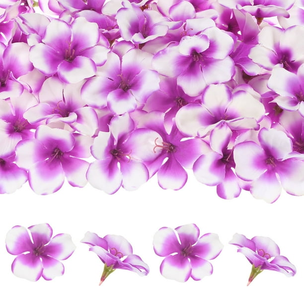 Uxcell 50-Pack Cabezas de Flores de Orquídea Artificial, 2.17"/ 5.5cm Flores de Orquídea Falsas de Seda para Manualidades DIY, Morado+Blanco