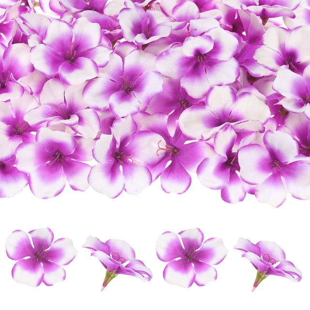Uxcell 50-Pack Cabezas de Flores de Orquídea Artificial, 2.17"/ 5.5cm Flores de Orquídea Falsas de Seda para Manualidades DIY, Morado+Blanco