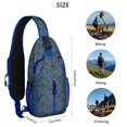 thumbnail image 5 of Sling Backpack,Blue Christmas Holly and Candy Cane Pattern Crossbody Bag with Water Bottle Holder,Waterproof Sling Bag for Men/Women with Chest Phone Holder for Hiking,Travel, 5 of 6