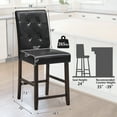 thumbnail image 2 of Gymax Set of 2 Bar Stools Tufted Counter Height Pub Kitchen Chairs w/ Rubber Wood Legs, 2 of 10