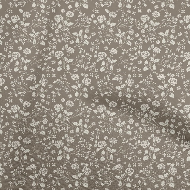 oneOone Rayon Light Brown Fabric Floral Fabric For Sewing Printed Craft Fabric By The Yard 56 Inch Wide