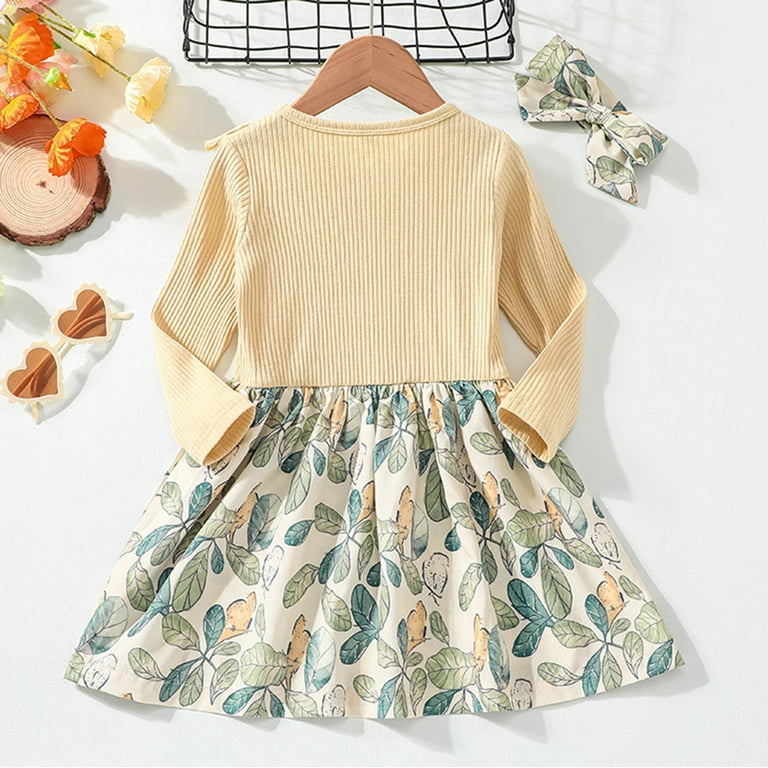TOWED22 Girls Christmas Dress Girls Dresses Winter Long Sleeve Party Gifts for Girls Beige