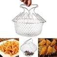 thumbnail image 7 of NOGIS Foldable Stainless Steel Deep Fry Basket Multifunction Steam Rinse Strain Fry Strainer Net Telescopic Folding Basket Fry Basket for Fried Food or Fruits Kitchen Utensil Cooking Net Gadget, 7 of 7