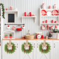 thumbnail image 4 of 10.6 inch Mini Christmas Wreaths for Kitchen Cabinet with Bow,Small Xmas Norfolk Wreath Decoration,Artificial Cedar Berry Snowy, Farmhouse Xmas Hanging Decor for Window Wall Front Door (Z1-khaki), 4 of 4