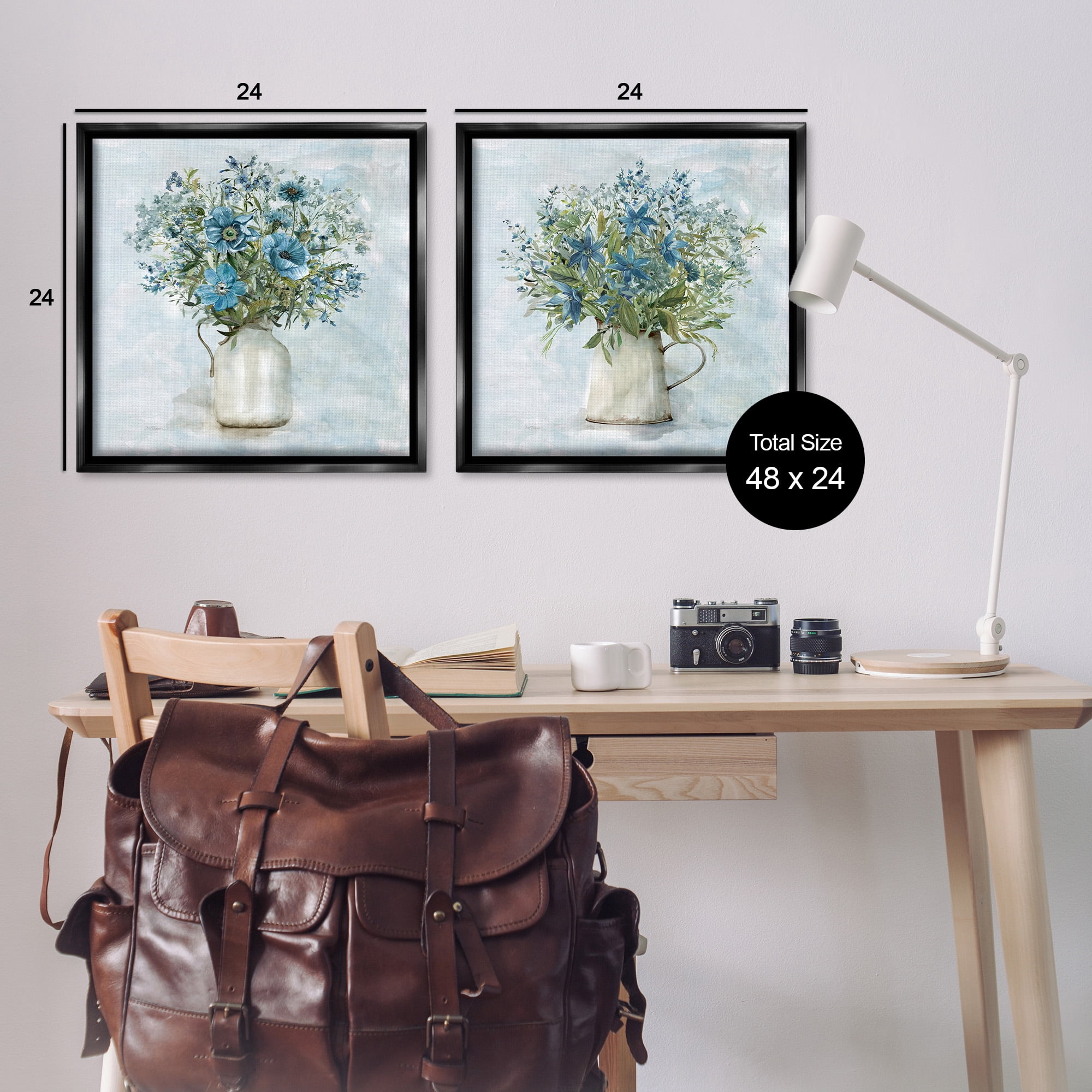 Stupell Industries Country Mixed Floral Bouquets Botanical & Floral Painting Black Floater Framed Canvas Art Print Wall Art, 25 x 25, Set of 2