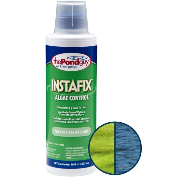 The Pond Guy InstaFix Fish Pond & Water Garden Algae Remover Treatment, EPA-Registered Algaecide—16 oz.