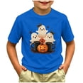 thumbnail image 2 of Rumantou Kids Halloween Shirt Girls Boys Halloween Pumpkin Shirt Girl Halloween Cute Colorful Etiquette Bow Flower T Shirt Size 2-3 Years,Blue, 2 of 5