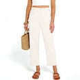 thumbnail image 4 of Women's Cotton Linen Capri Pants Summer Lightweight Elastic Waist Work Pant Ankle Cropped Trousers with Pockets 2026 White XXL, 4 of 7