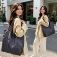 thumbnail image 5 of Foldable Nylon Shoulder Tote Bag with Zipper Closure, Large Capacity Lightweight Handbag for Travel, Work, Commute, and Daily Carry, 5 of 5