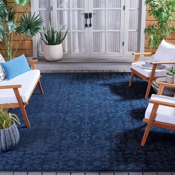 Safavieh Courtyard Naira Oriental Indoor/Outdoor Area Rug, Navy/Blue, 8' x 11'