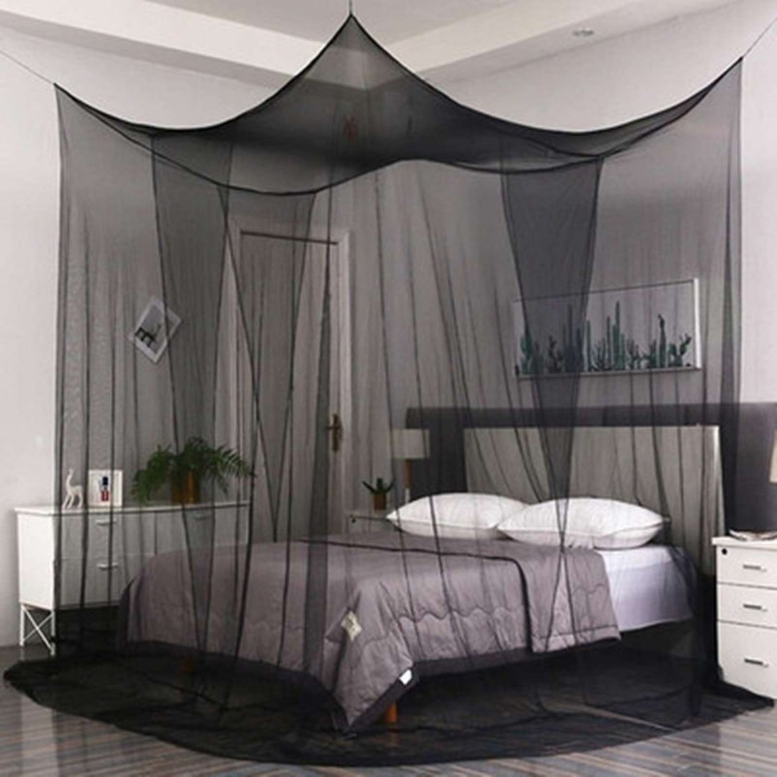 Augper Mosquito Net for Bed Canopy, 4 Corner Post Curtains Bed Canopy Large Mosquito Netting Bedroom Princess Decoration for Girls & Adults