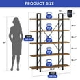 thumbnail image 4 of ModFusion 5 Tier Bookshelf Modern Bookcase Storage Display with Metal Frame for Home Office, Brown, 4 of 9