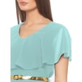 thumbnail image 4 of eloria Women's Georgette Frilled Design V Neck Sleevless Party Long Maxi Dress, Color : turquoise | Size : XS, 4 of 5