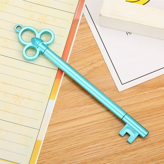 Meiiso Blue Key Shaped Rollerball Pen, 0.5mm Liquid Gel Ink Writing Tool, Gel Ink Rollerball Pen for sch○○l Home Office