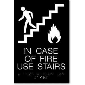 

In Case Of Fire Use Stairs Sign-Black / White(2 Units)